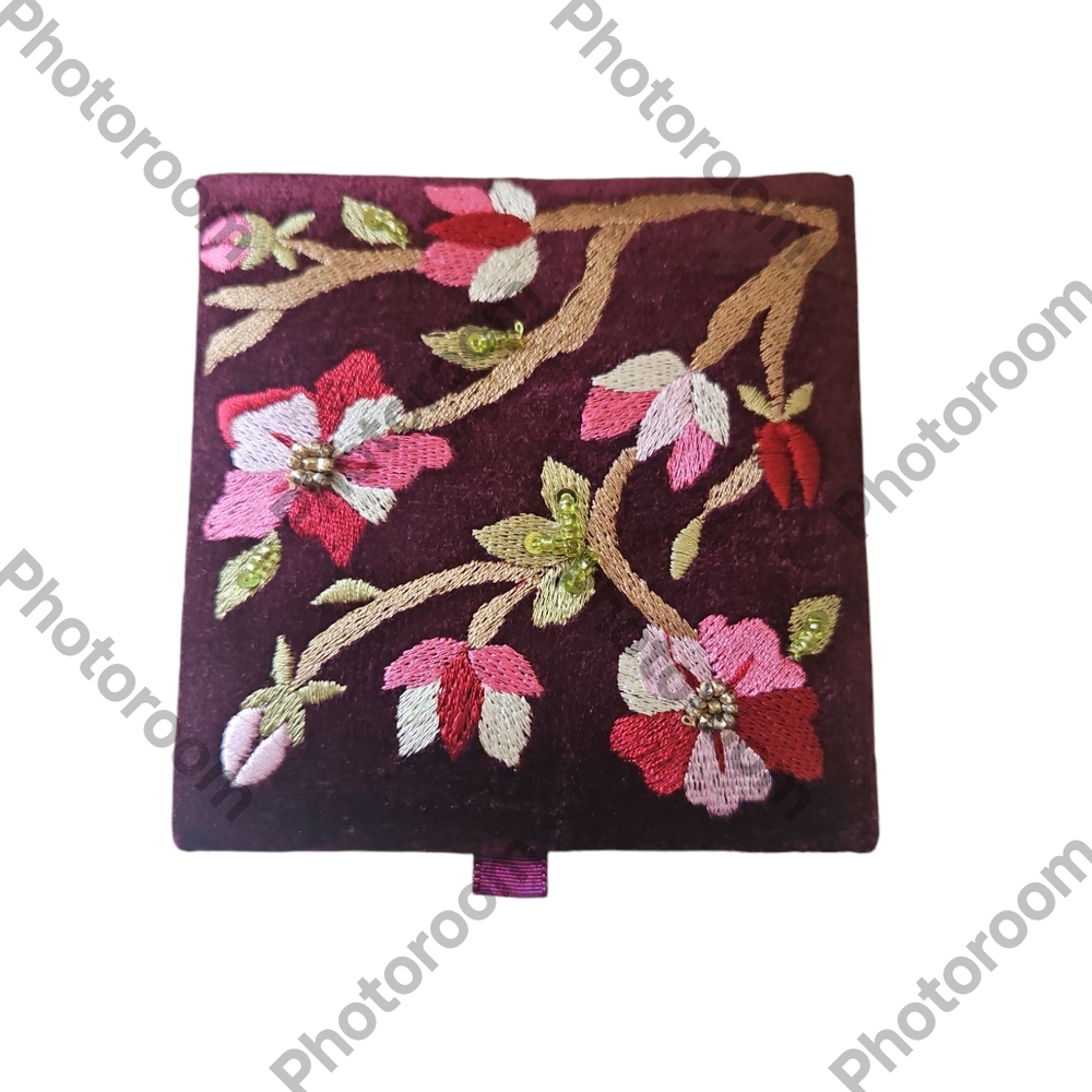 Evventful Embroidered Floral Velvet Costom Made Personalized Vinly Jewely Box